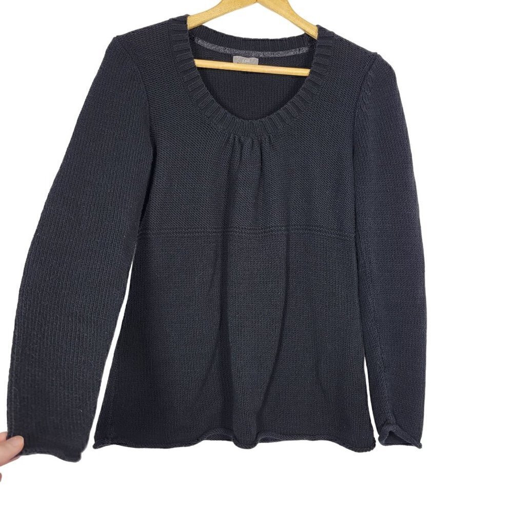 J. Jill Women's Knitted Long Sleeve Scoop Neck Black Sweater Size Small
